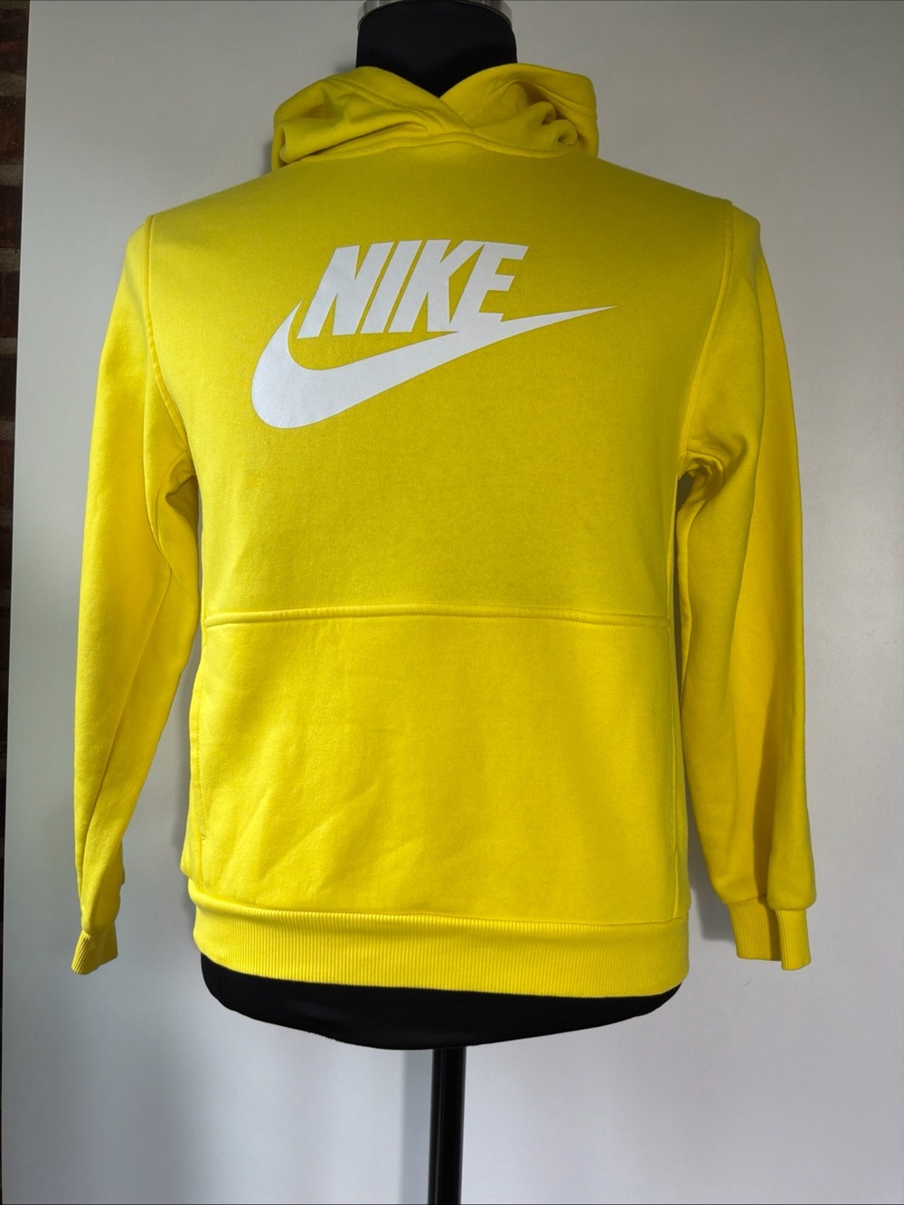 Vintage Nike Swoosh Yellow Pullover Hoodie Youth Size XL /Adult Small